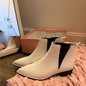 Jeffrey Campbell White Ankle Boots with Black Accents